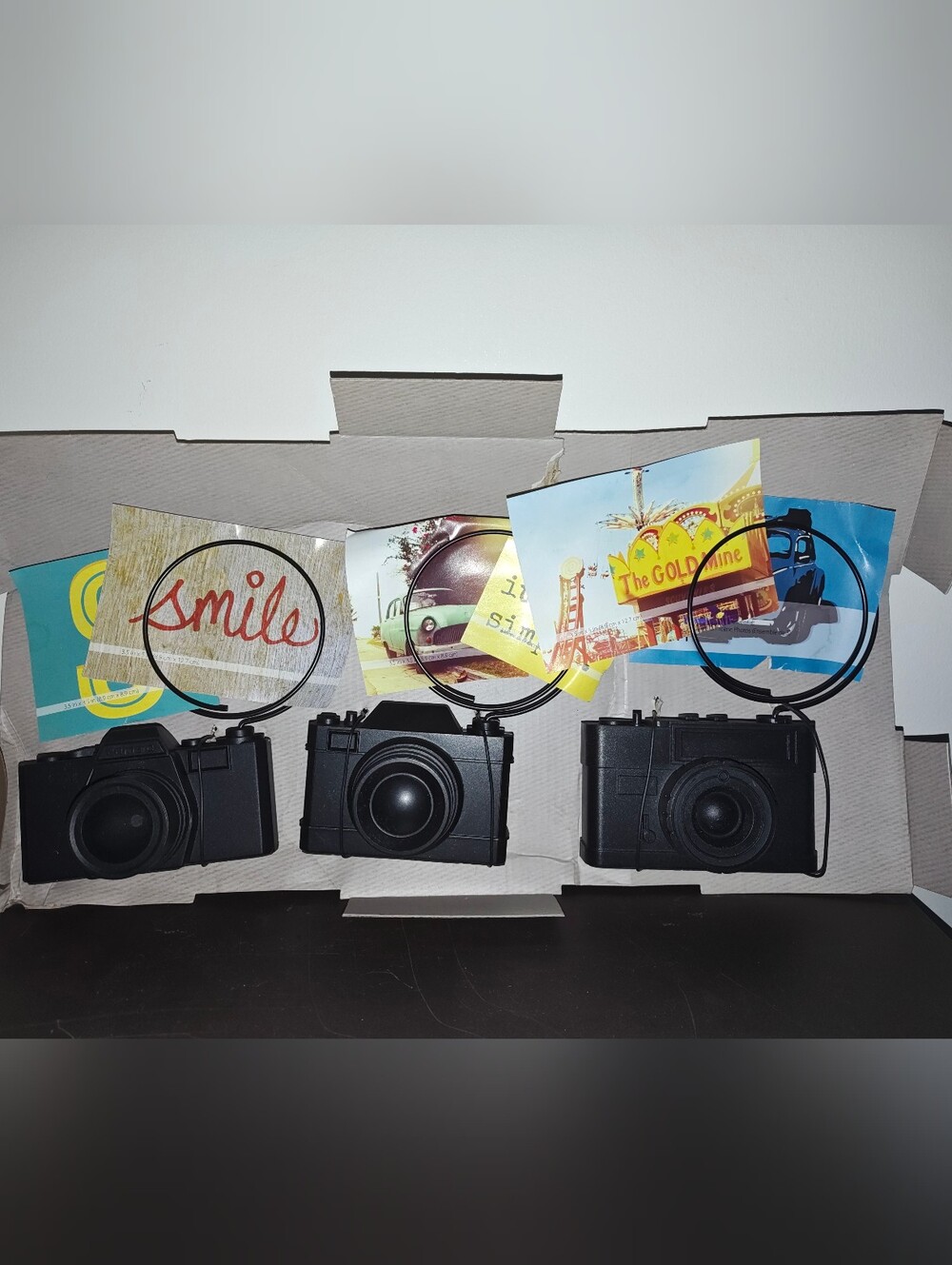 Black Decorative Camera Photo Holders with Clip - Set of 3